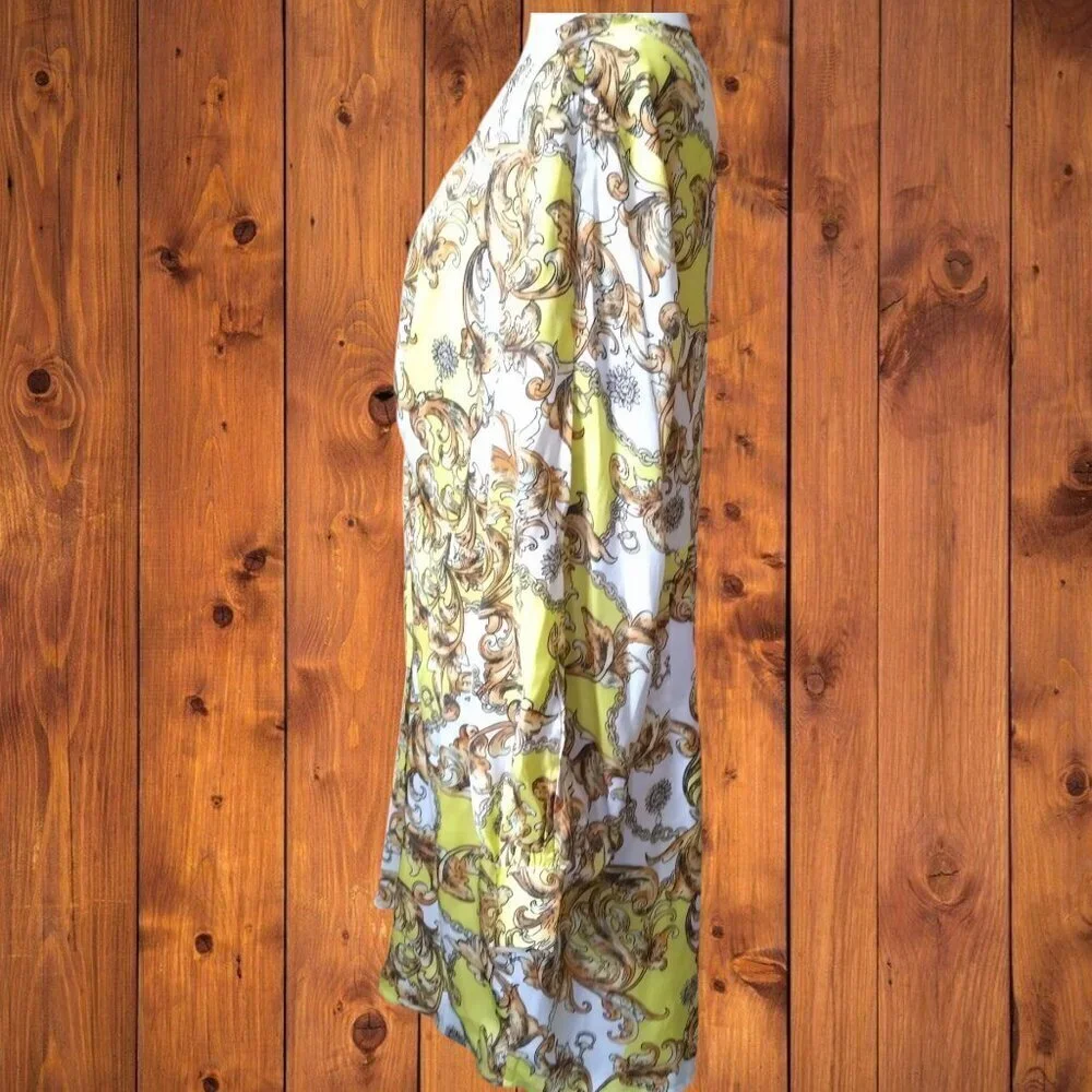 Forever 21+ Size  1X Faux Wrap Long Slit Sleeve Paisley Boho V-Neck Dress
